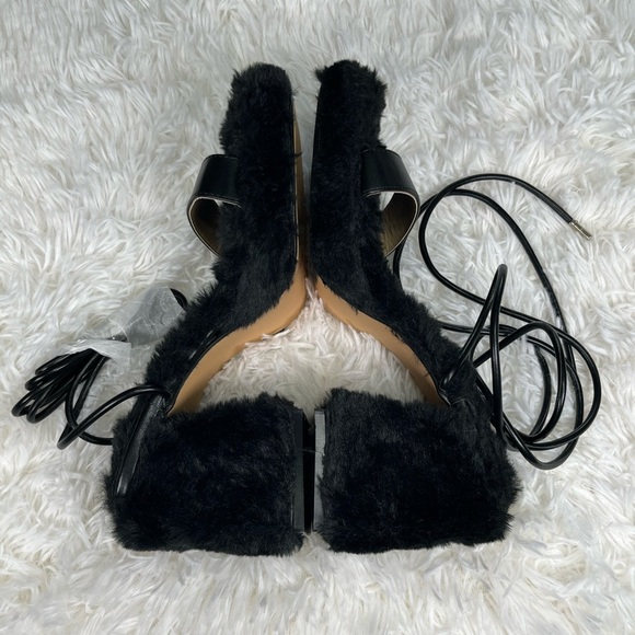 Ego | Itzayana | Black Faux Fur Heeled Sandals - Picture 8 of 11